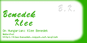 benedek klee business card